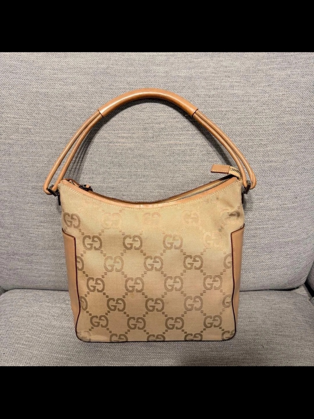 Gucci Beige Monogram Hobo Bag